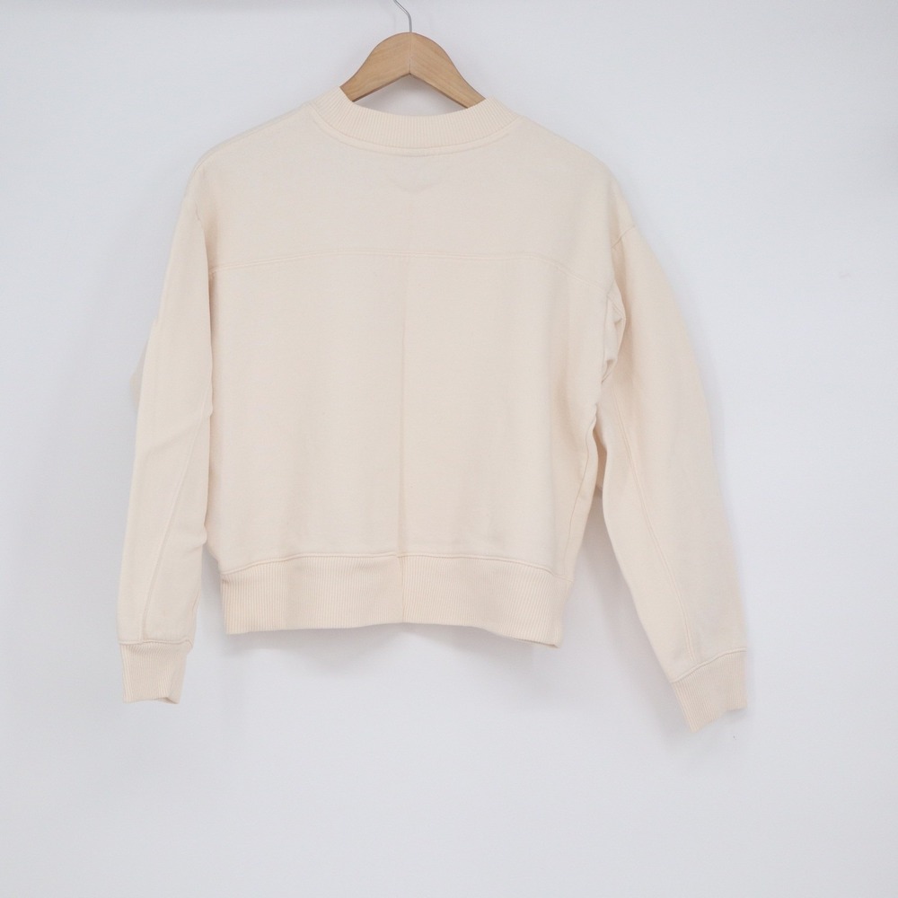 A New Day Cream Crewneck Sweatshirt Womens Medium Dropped Shoulder Ribbed Trim - Picture 5 of 6